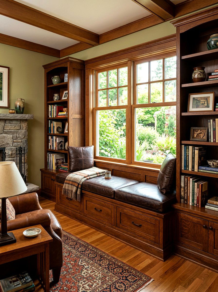 Craftsman Style Window Seat Storage - 30 storage bench window seat ideas