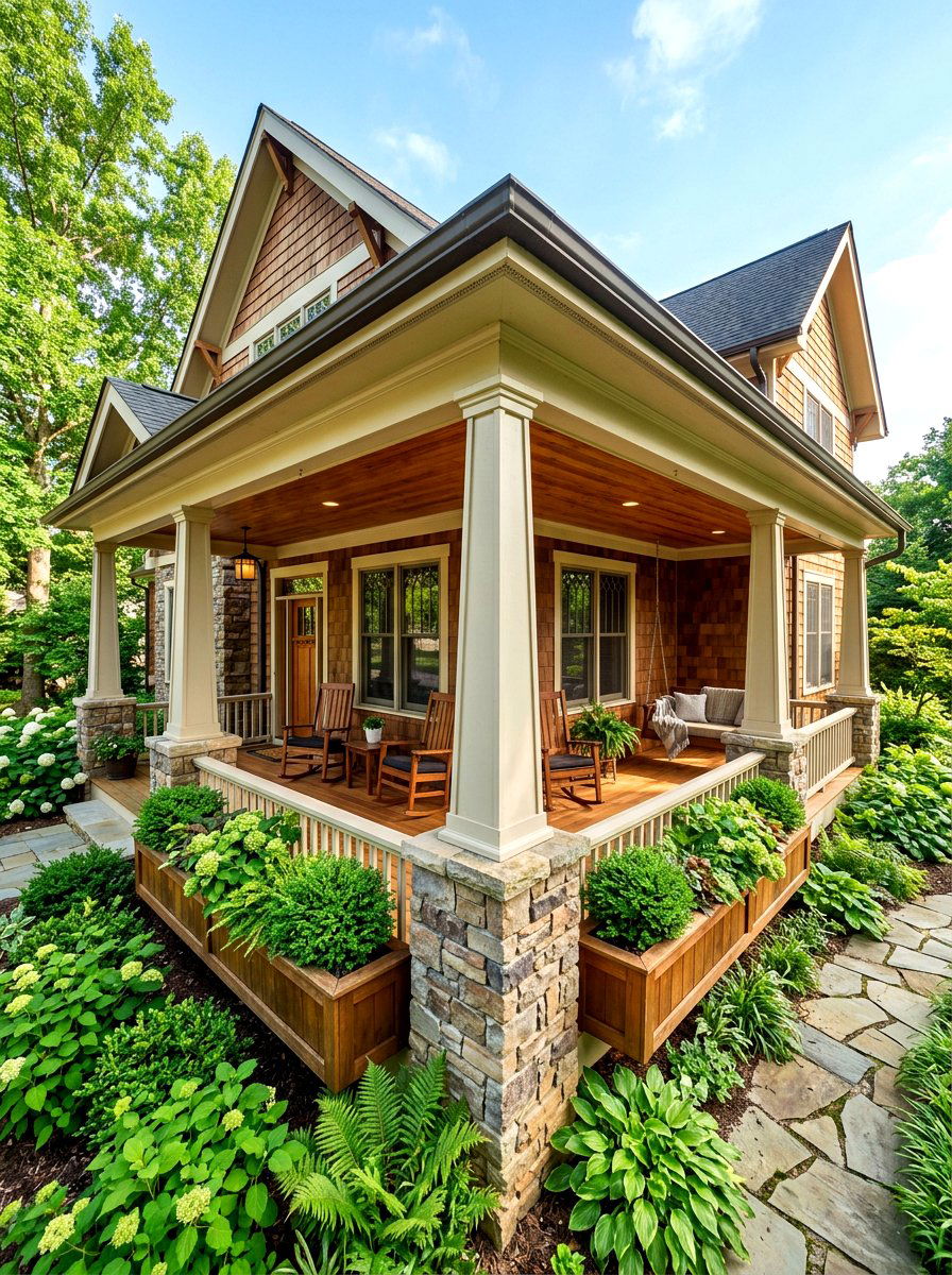 Craftsman Style Wraparound Porch - 30 wraparound porch ideas