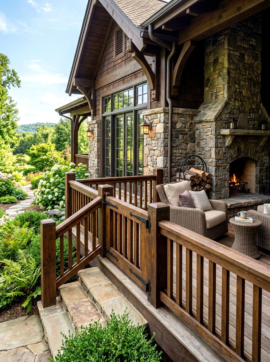 Craftsman Wood Deck Gate - 30 deck gate ideas