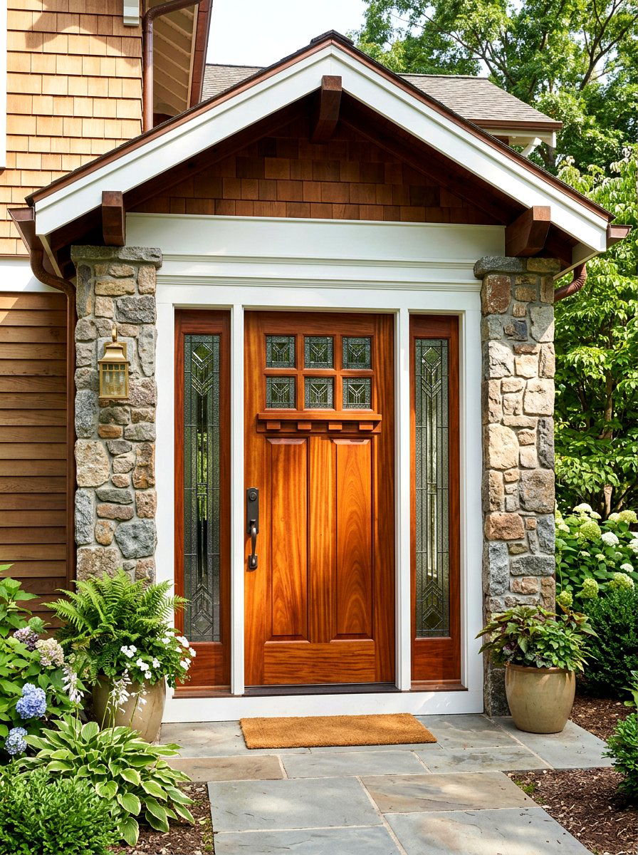 Craftsman front door with sidelights - 30 craftsman front porch ideas