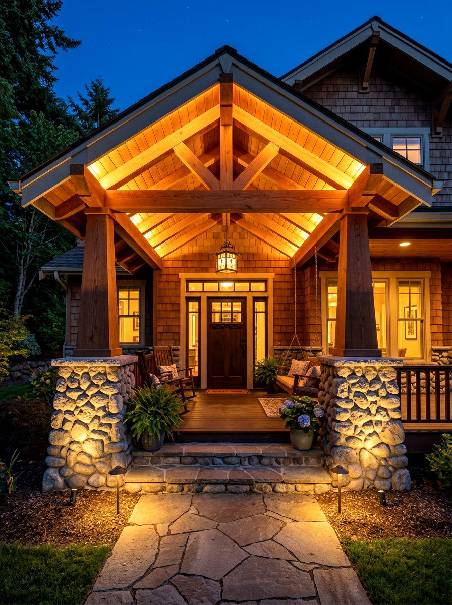 Craftsman porch accent lighting - 30 craftsman front porch ideas
