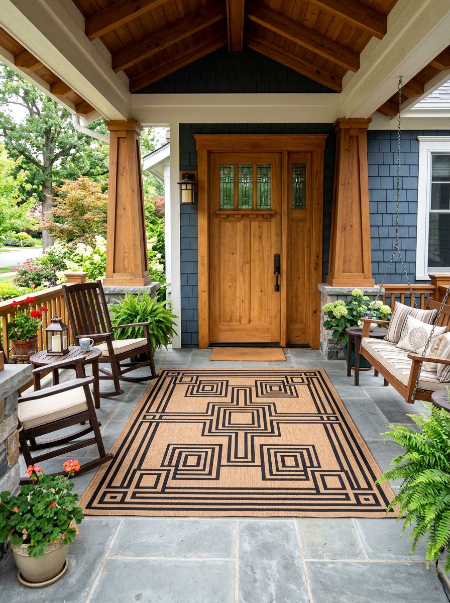 Craftsman porch entry rug - 30 craftsman front porch ideas