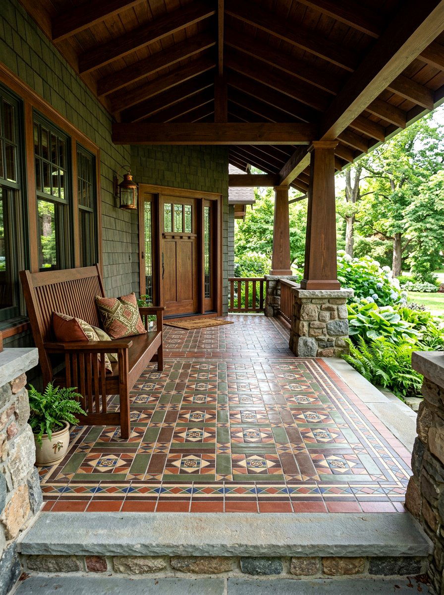 Craftsman porch floor tiles - 30 craftsman front porch ideas