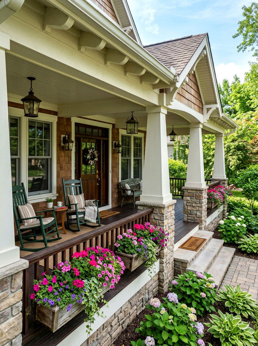 Craftsman porch flower boxes - 30 craftsman front porch ideas