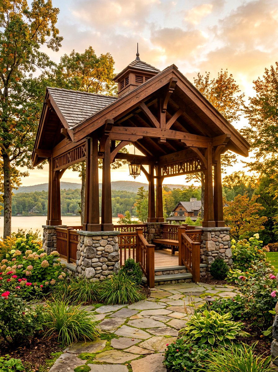 Craftsman style gazebo - 30 hexagon gazebo ideas