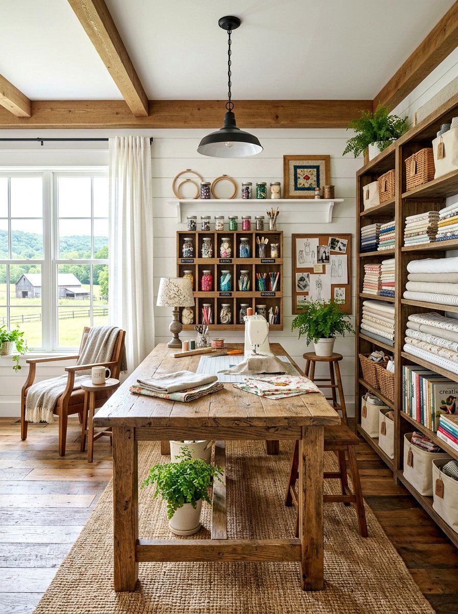 Crafty Farmhouse Office - 30 farmhouse home office ideas