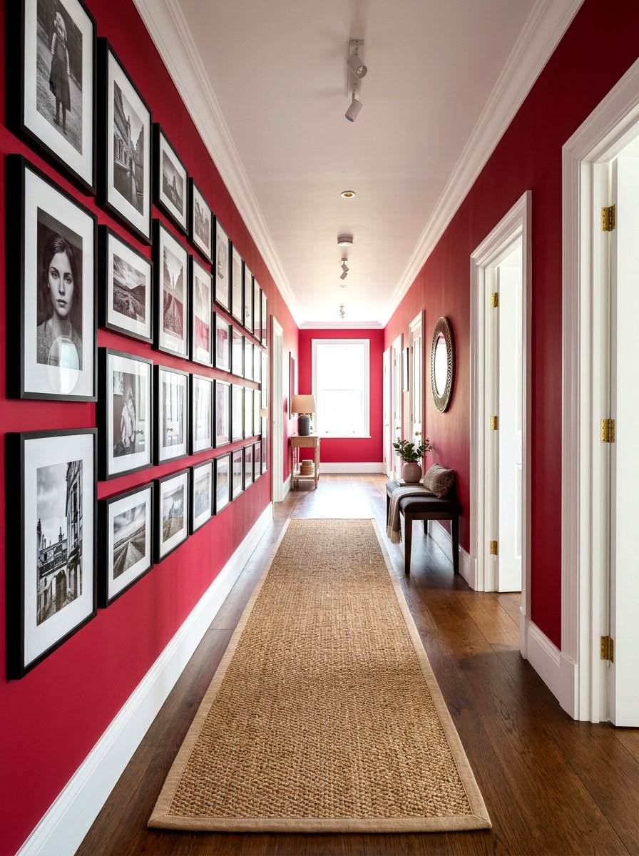 Cranberry Red Hallway - 30 saturated color room ideas