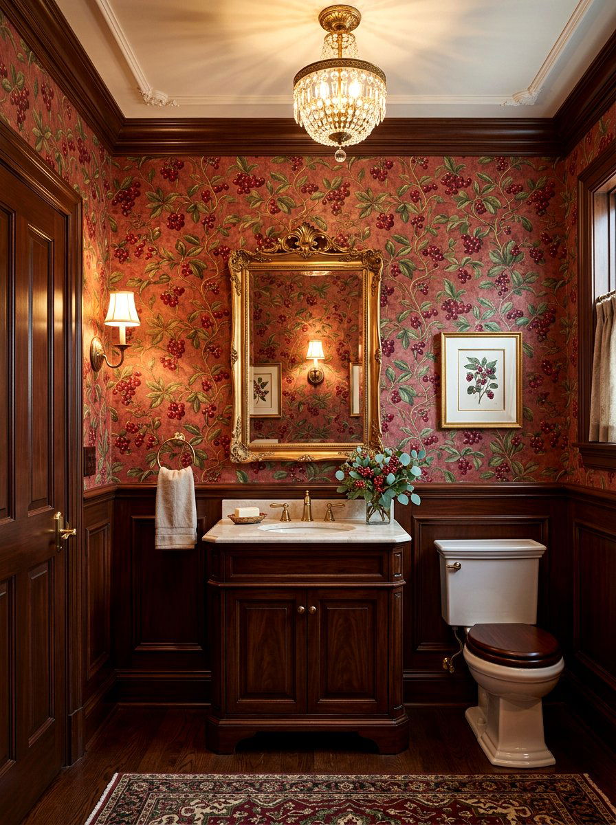 Cranberry Wallpaper - 30 fruit wallpaper powder room ideas