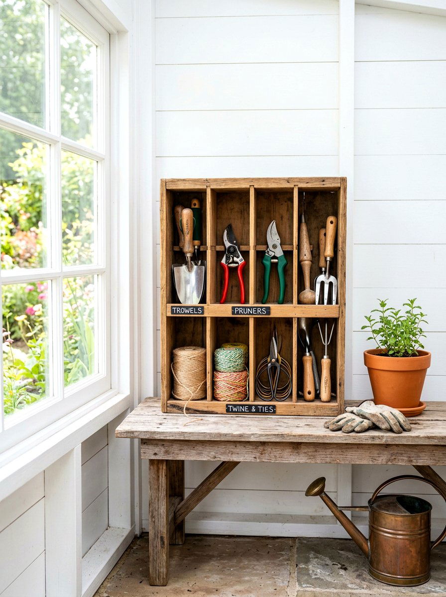 Crate Garden Tool Organizer - 30 garden crate storage ideas