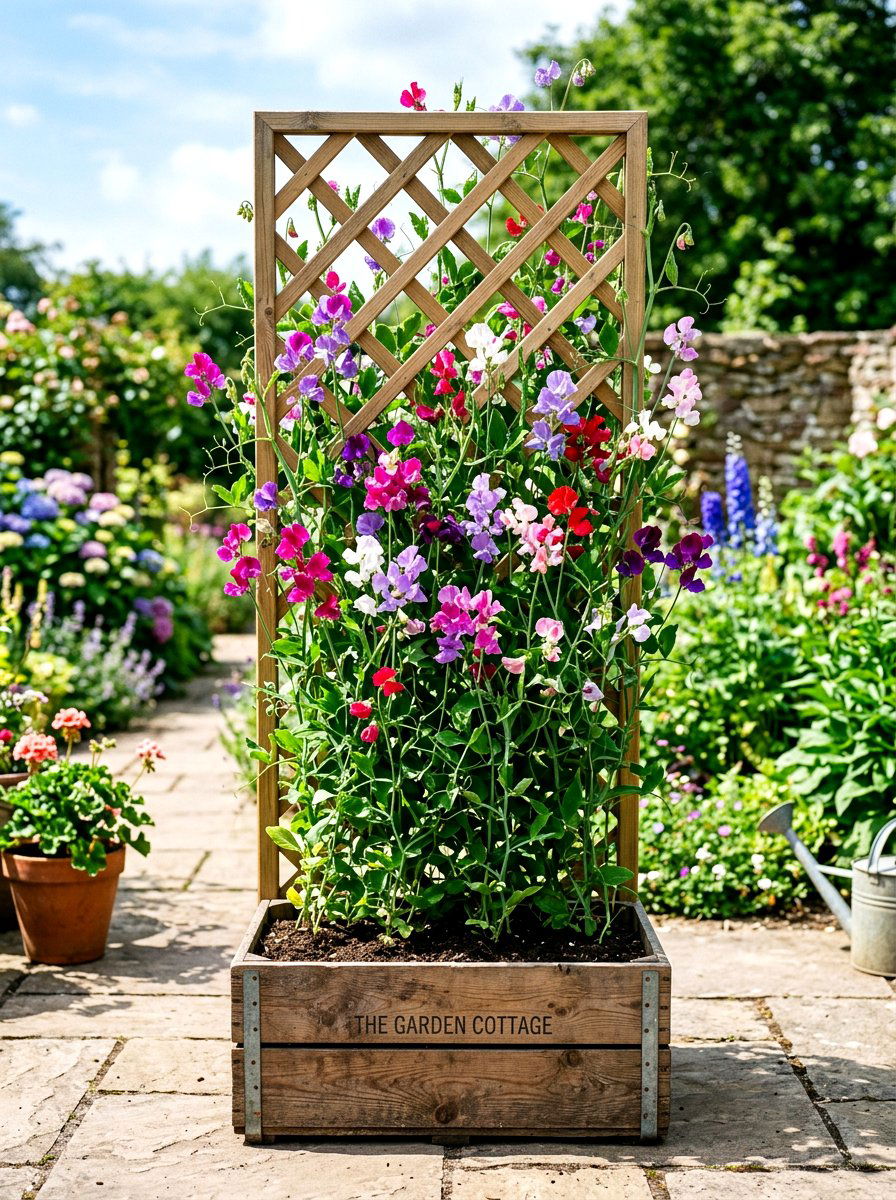 Crate Trellis Plant Support - 30 garden crate storage ideas