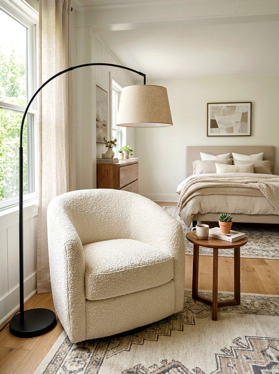 Cream Bedroom Boucle Chair - 30 cream and beige bedroom ideas