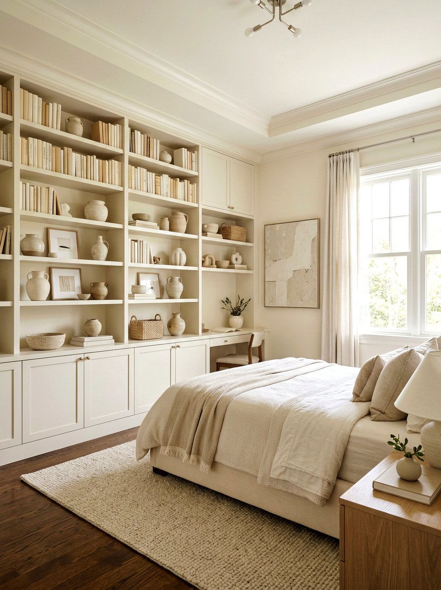 Cream Bedroom Built In Shelves - 30 cream and beige bedroom ideas