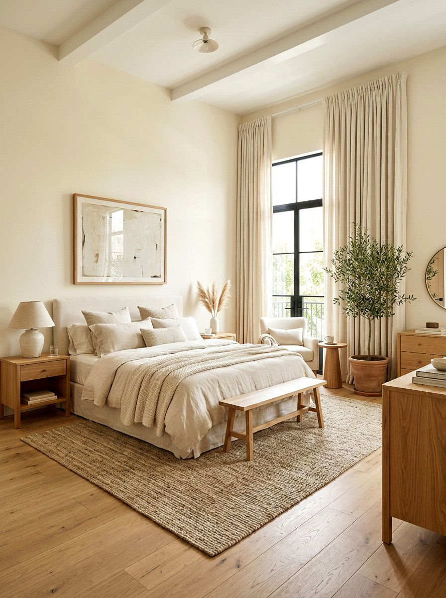 Cream Bedroom Linen Curtains - 30 cream and beige bedroom ideas