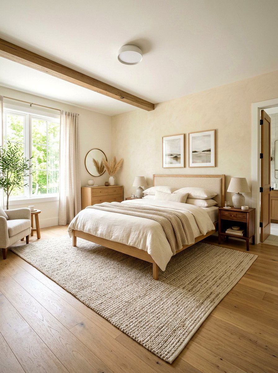 Cream Bedroom With Wood Accents - 30 cream and beige bedroom ideas