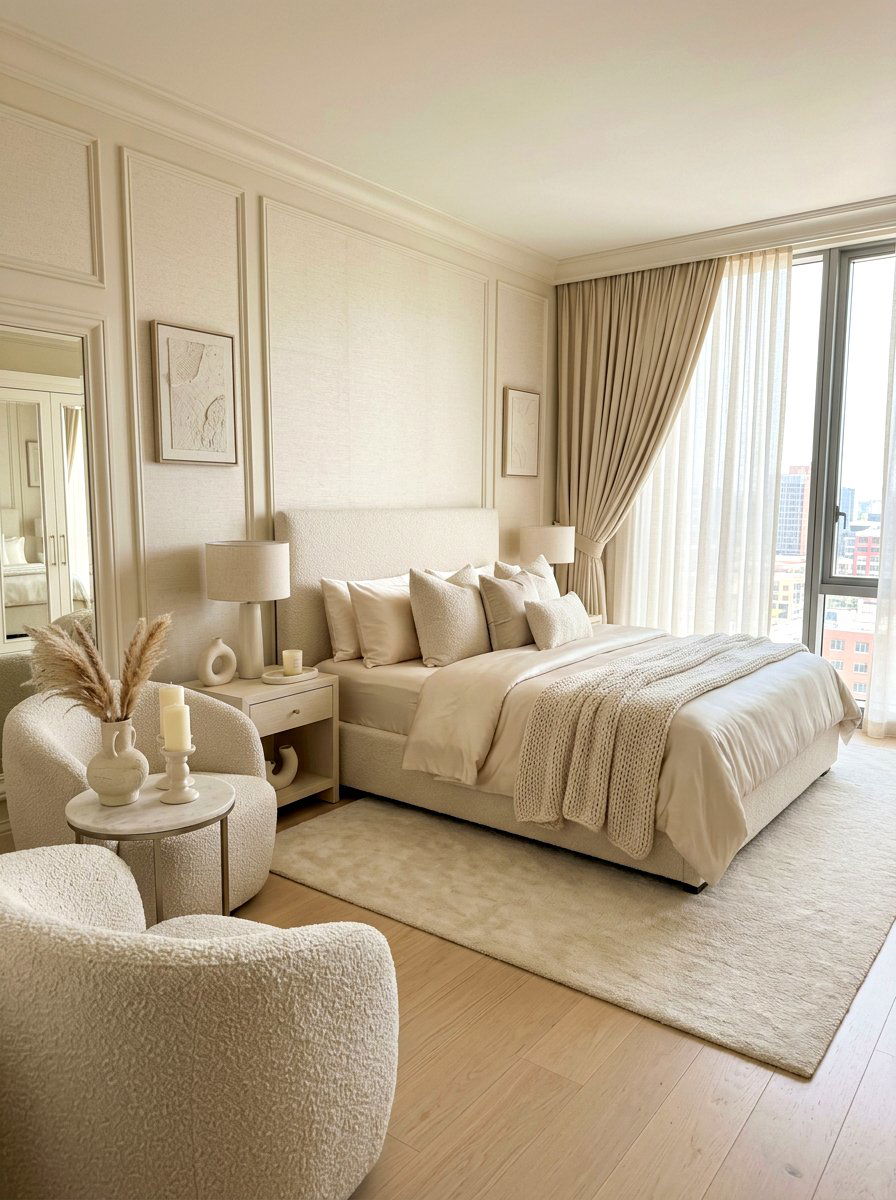 Cream Bedroom - 30 monochromatic bedroom ideas