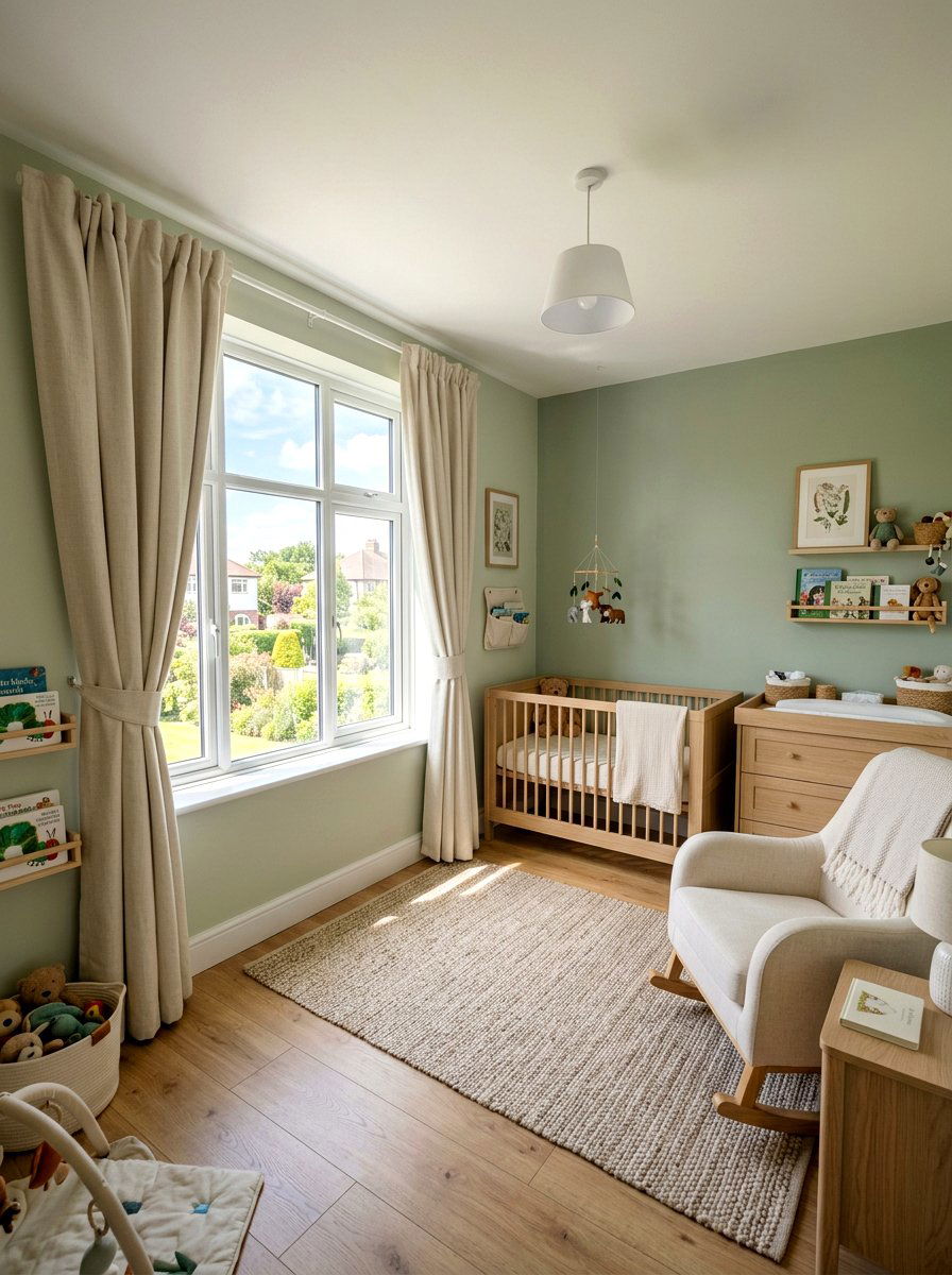 Cream Blackout Curtains - 30 sage and cream nursery ideas