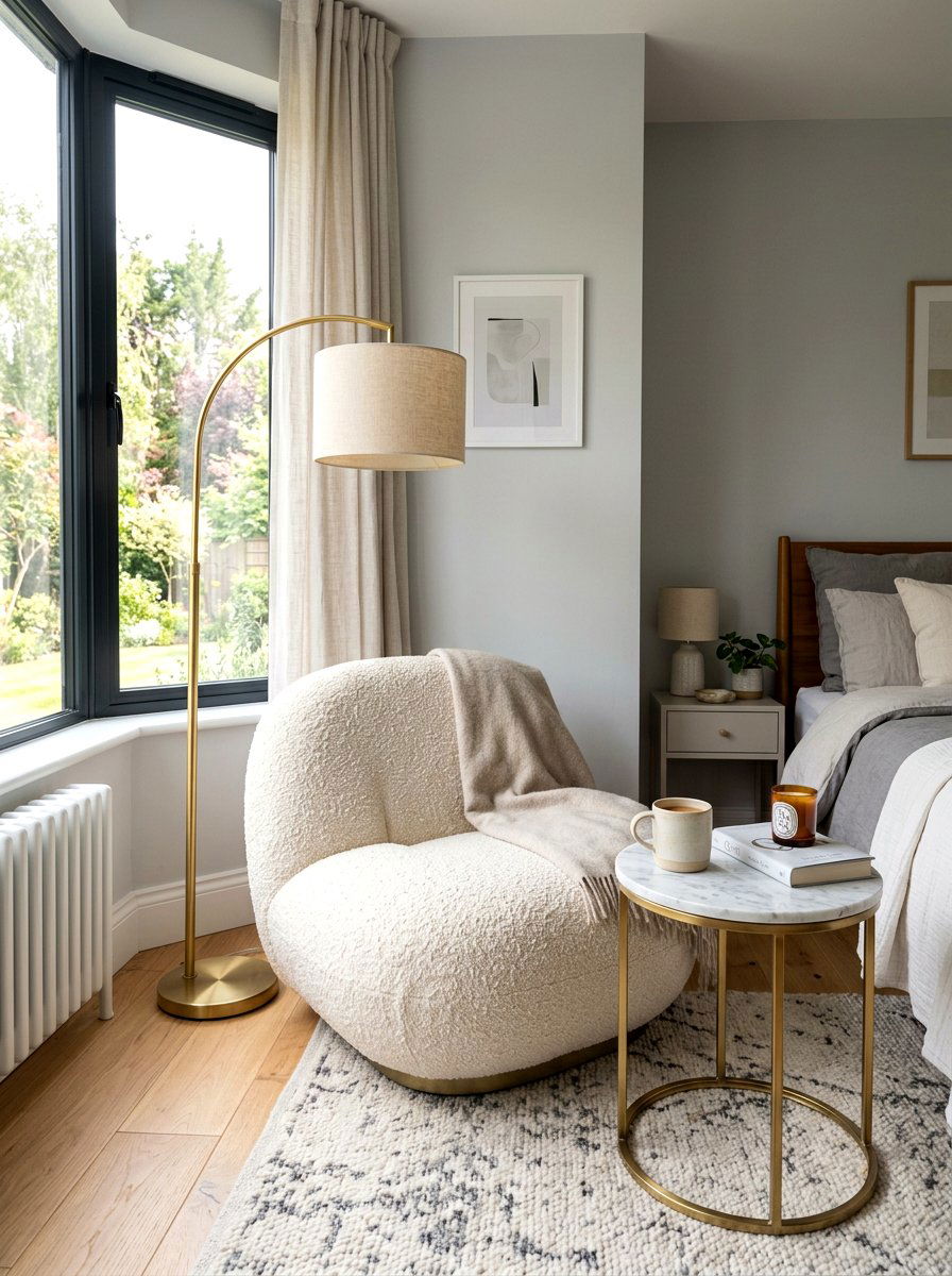 Cream Boucle Chair - 30 boucle bedroom ideas