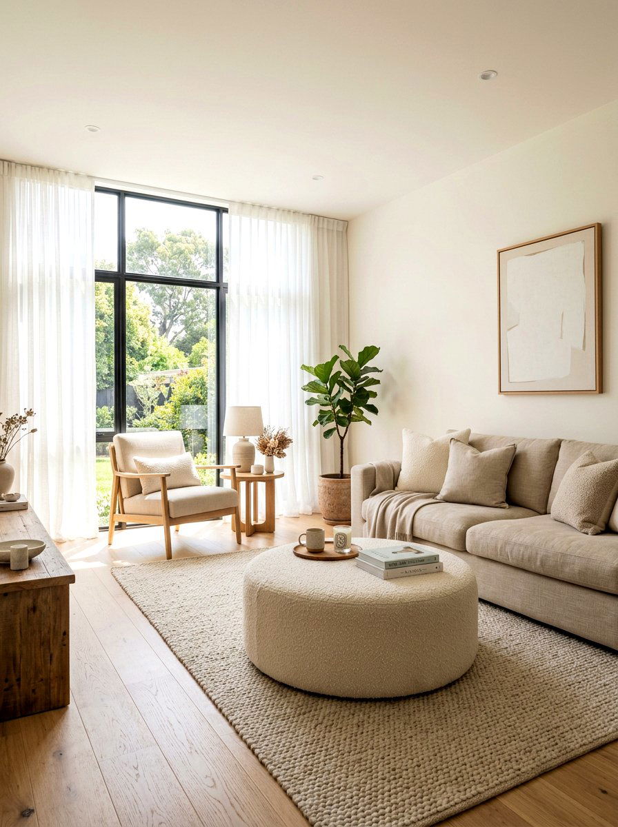 Cream Boucle Ottoman - 30 ottoman coffee table ideas