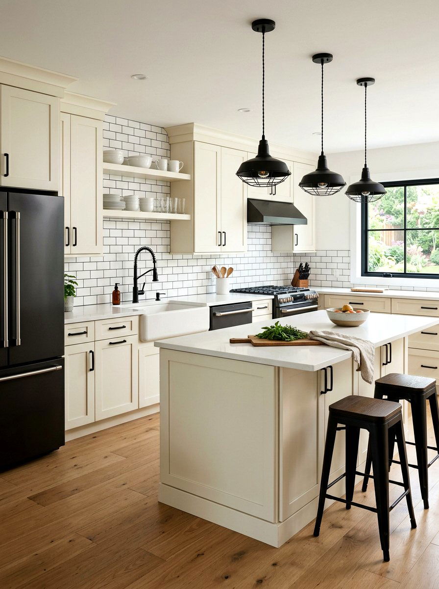 Cream Cabinets Black Accents - 30 cream kitchen cabinet ideas