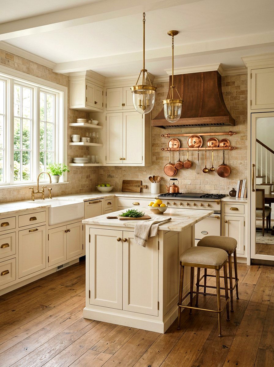 Cream Cabinets Brass Fixtures - 30 cream kitchen cabinet ideas