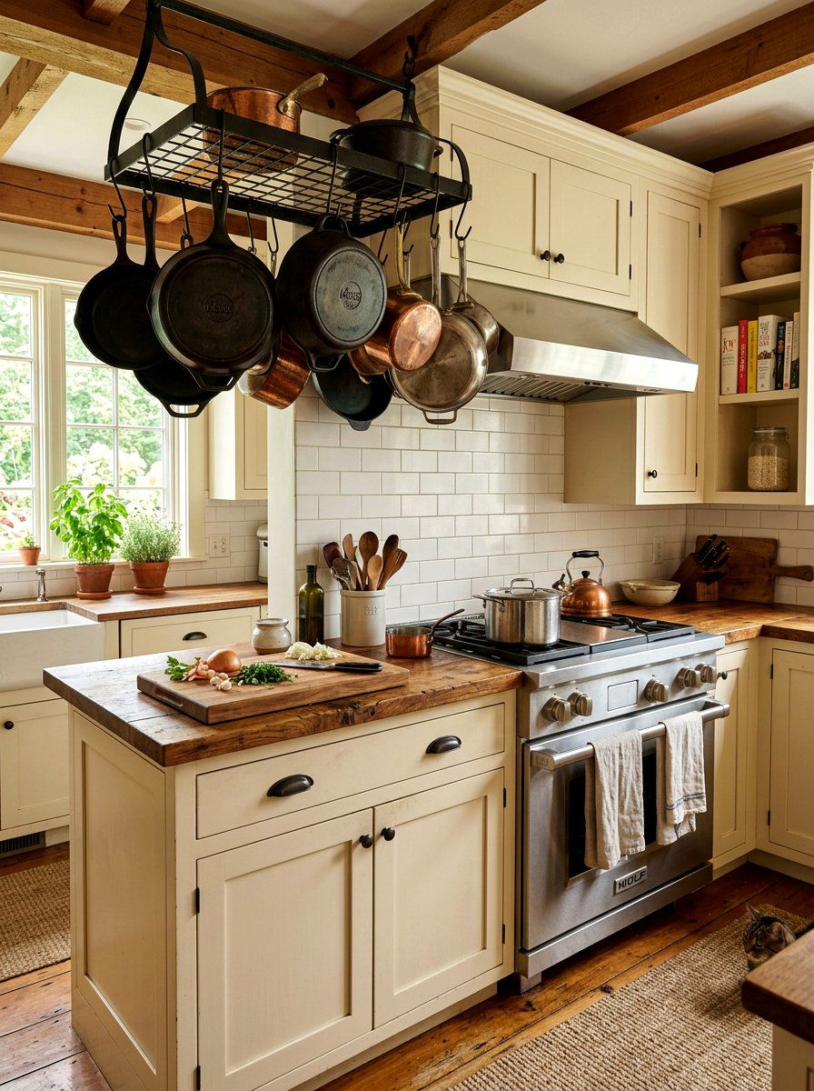 Cream Cabinets Butcher Block - 30 cream kitchen cabinet ideas