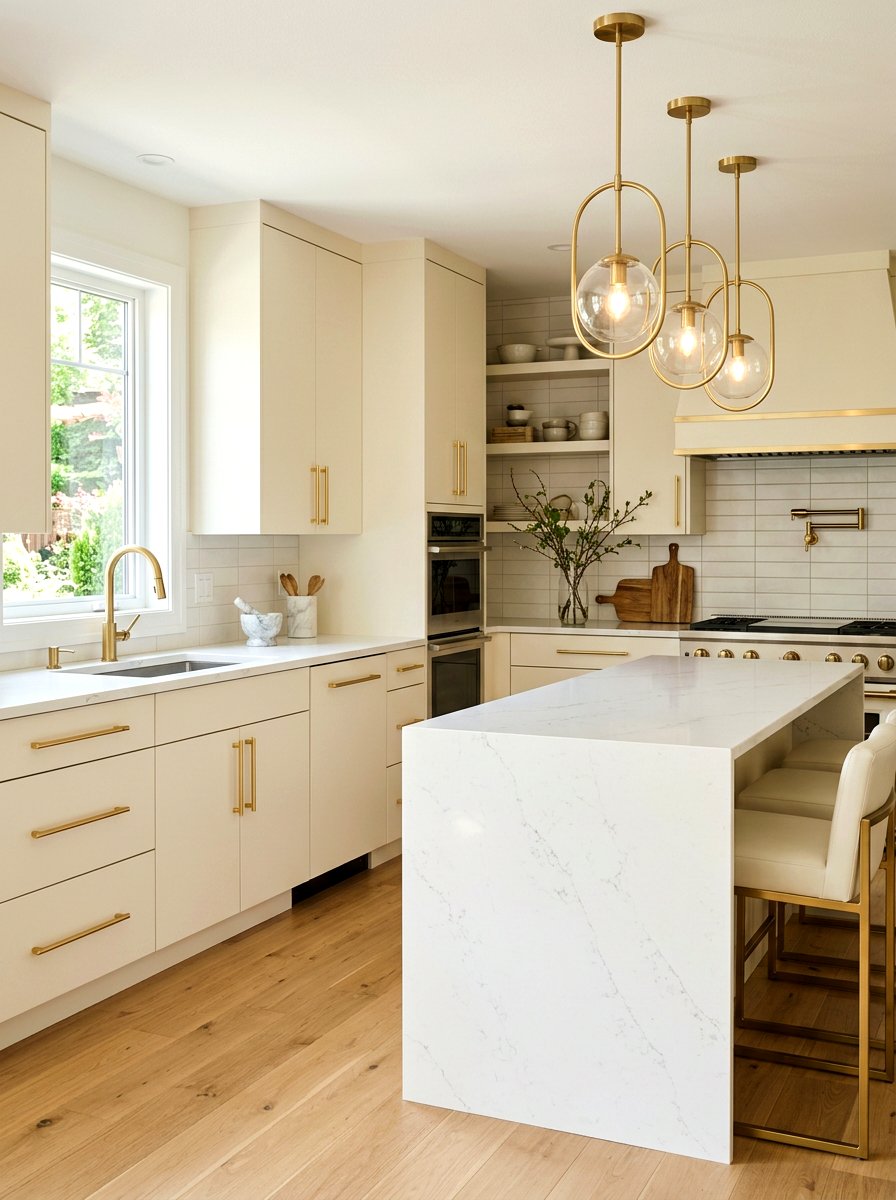 Cream Cabinets Gold Hardware - 30 cream kitchen cabinet ideas
