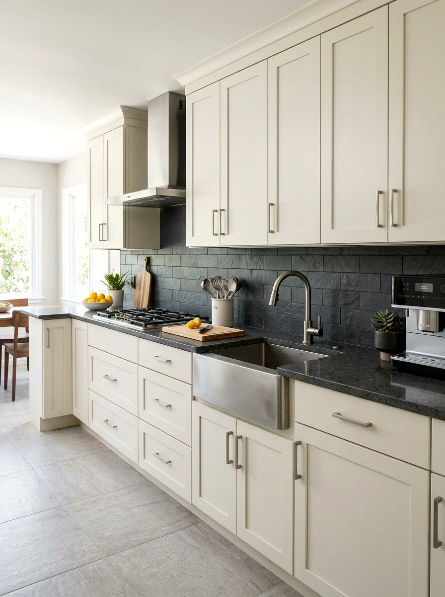 Cream Cabinets Gray Backsplash - 30 cream kitchen cabinet ideas