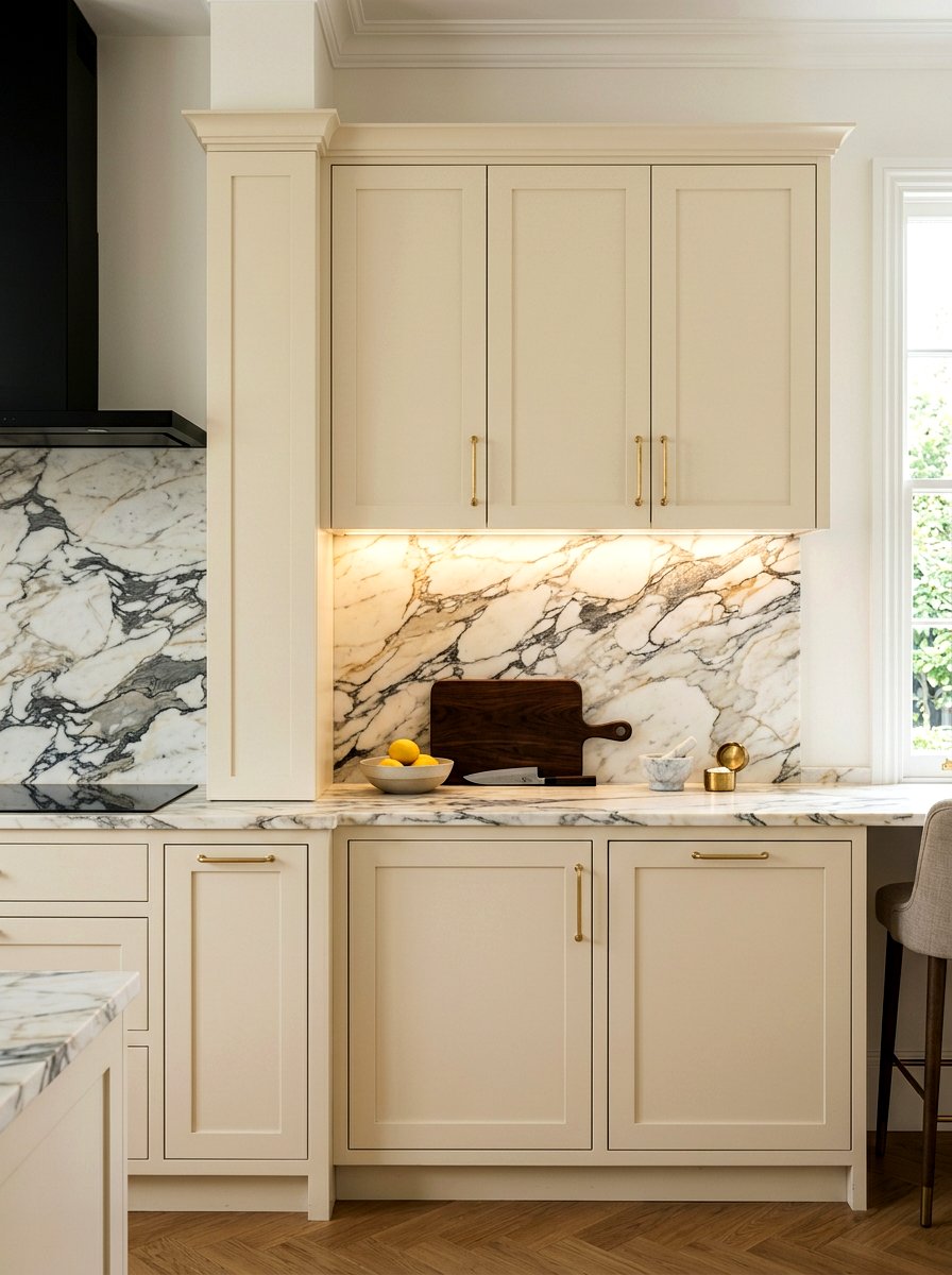 Cream Cabinets Marble Backsplash - 30 cream kitchen cabinet ideas