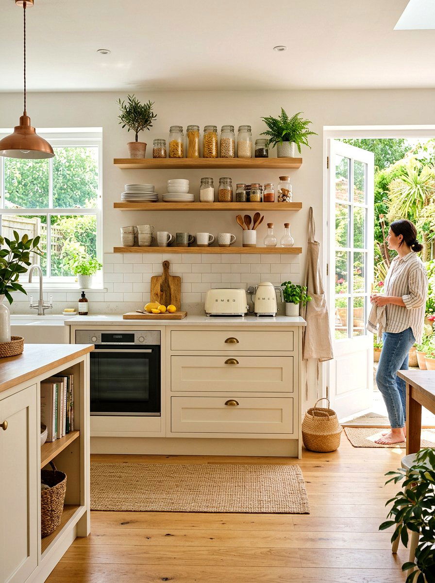 Cream Cabinets Open Shelving - 30 cream kitchen cabinet ideas