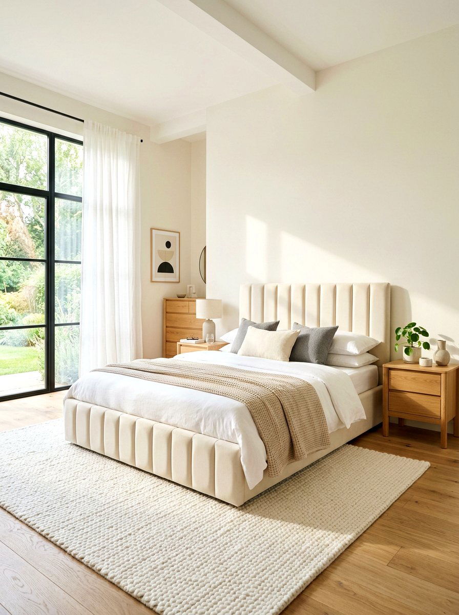 Cream Channel Tufted Bed - 30 channel tufted bed ideas
