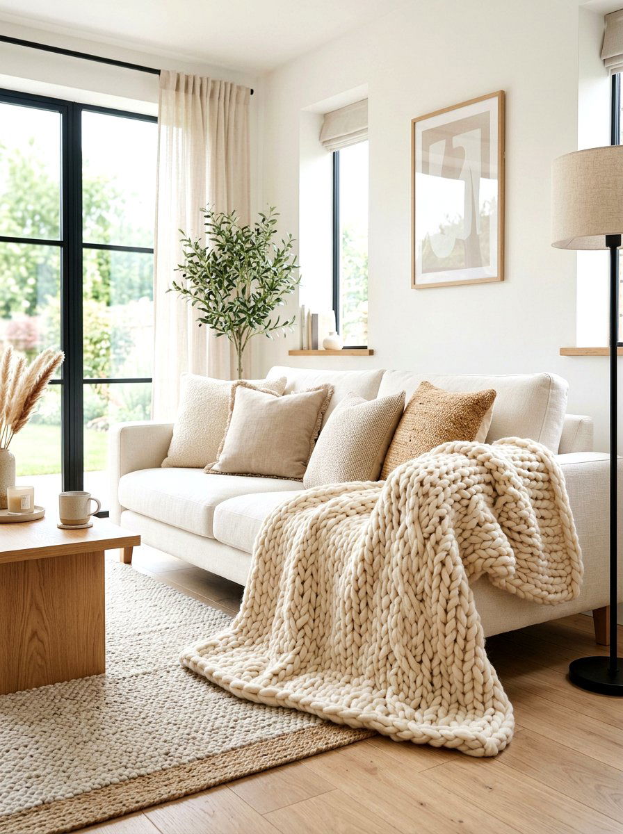 Cream Chunky Throw - 30 neutral holiday decor ideas