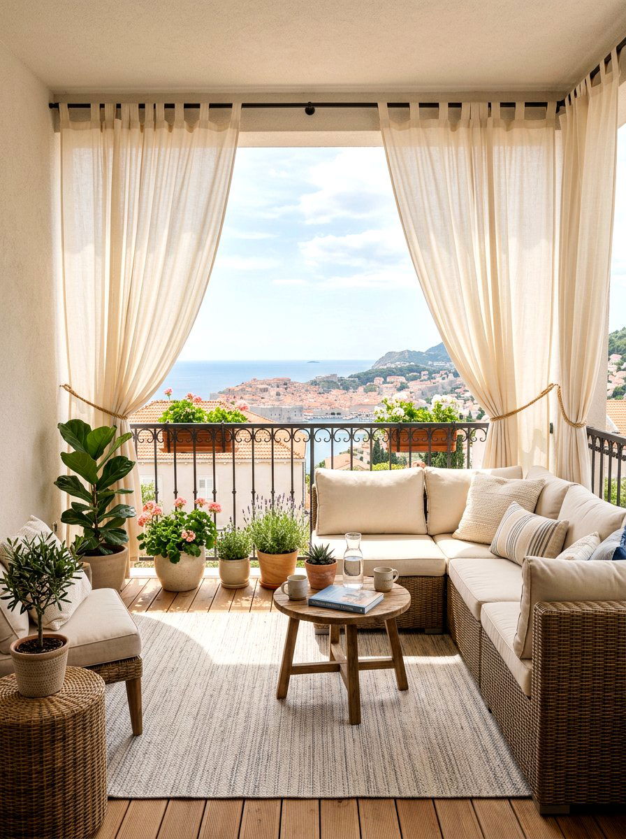 Cream Colored Outdoor Drapes - 30 balcony privacy curtain ideas aesthetic