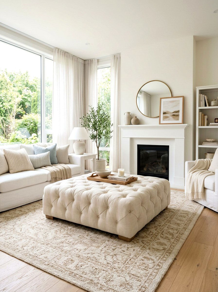 Cream Colored Oversized Ottoman - 30 oversized ottoman living room ideas