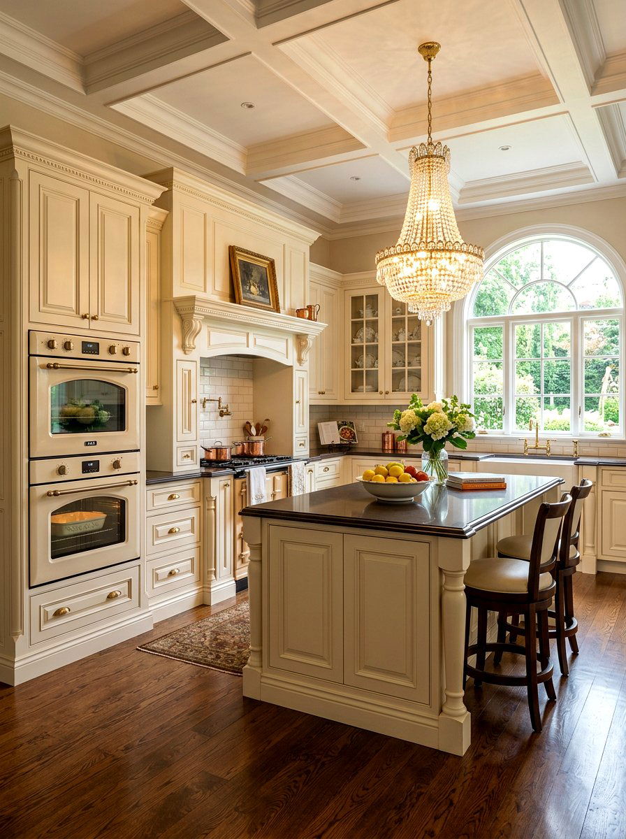 Cream Double Oven Traditional Kitchen - 30 cream appliance kitchen ideas
