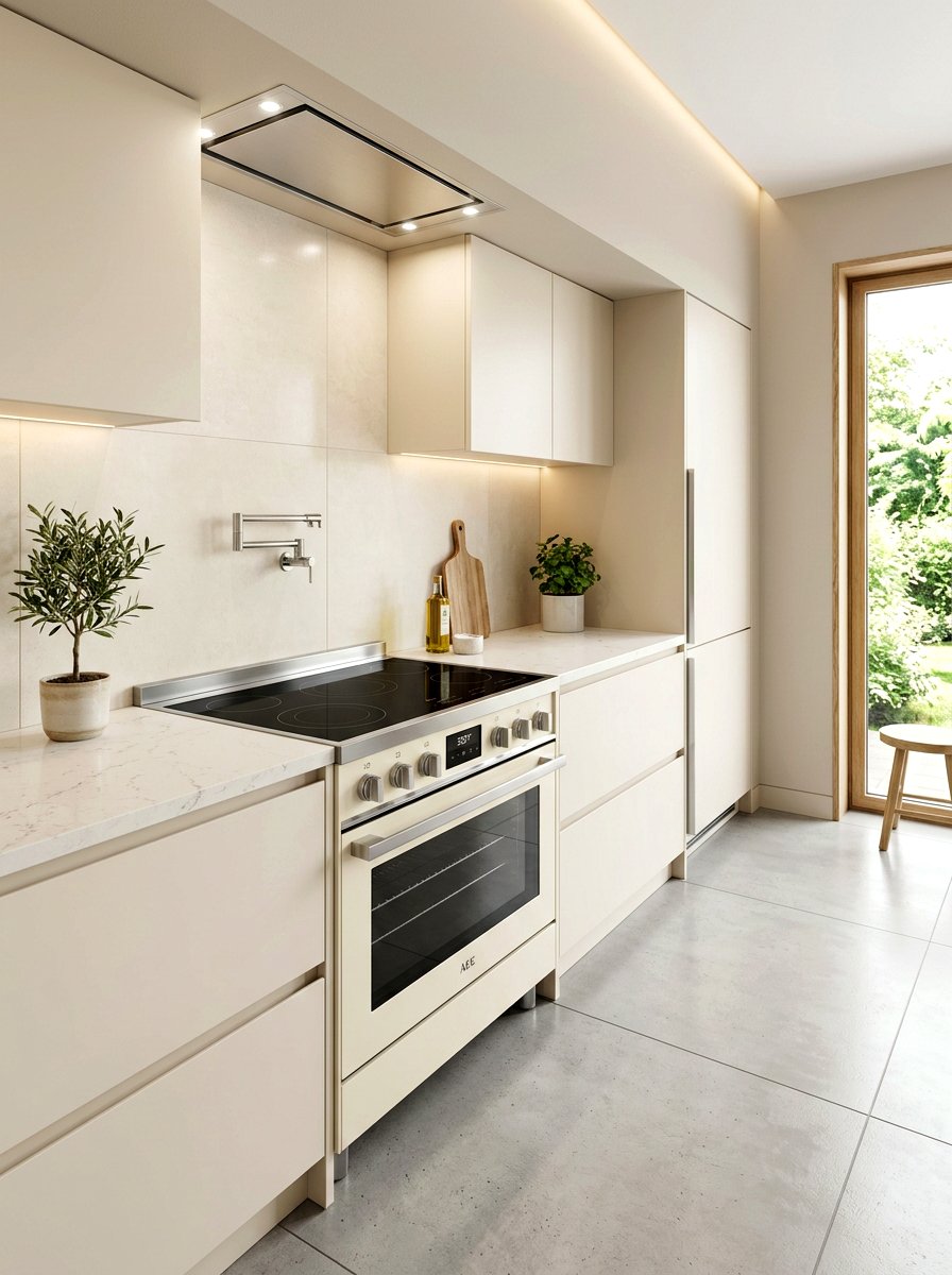 Cream Electric Range Minimalist Kitchen - 30 cream appliance kitchen ideas