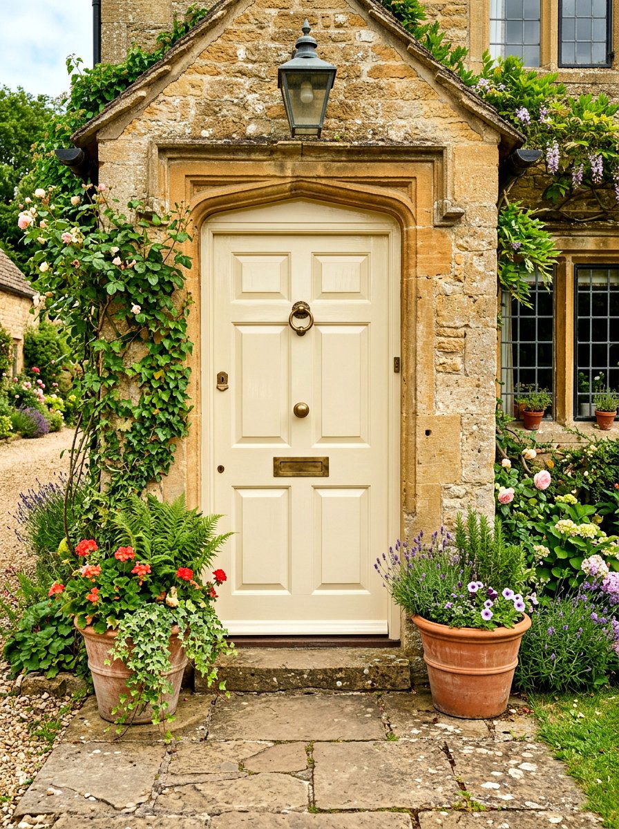 Cream High Gloss Front Door - 30 lacquered front door ideas