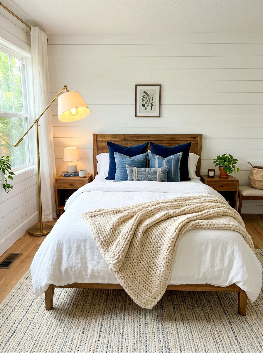 Cream Knit Throw - 30 coastal grandmother bedroom ideas
