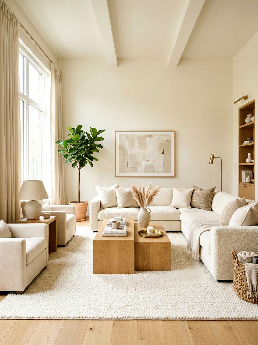 Cream Living Room - 30 layered neutral decor ideas