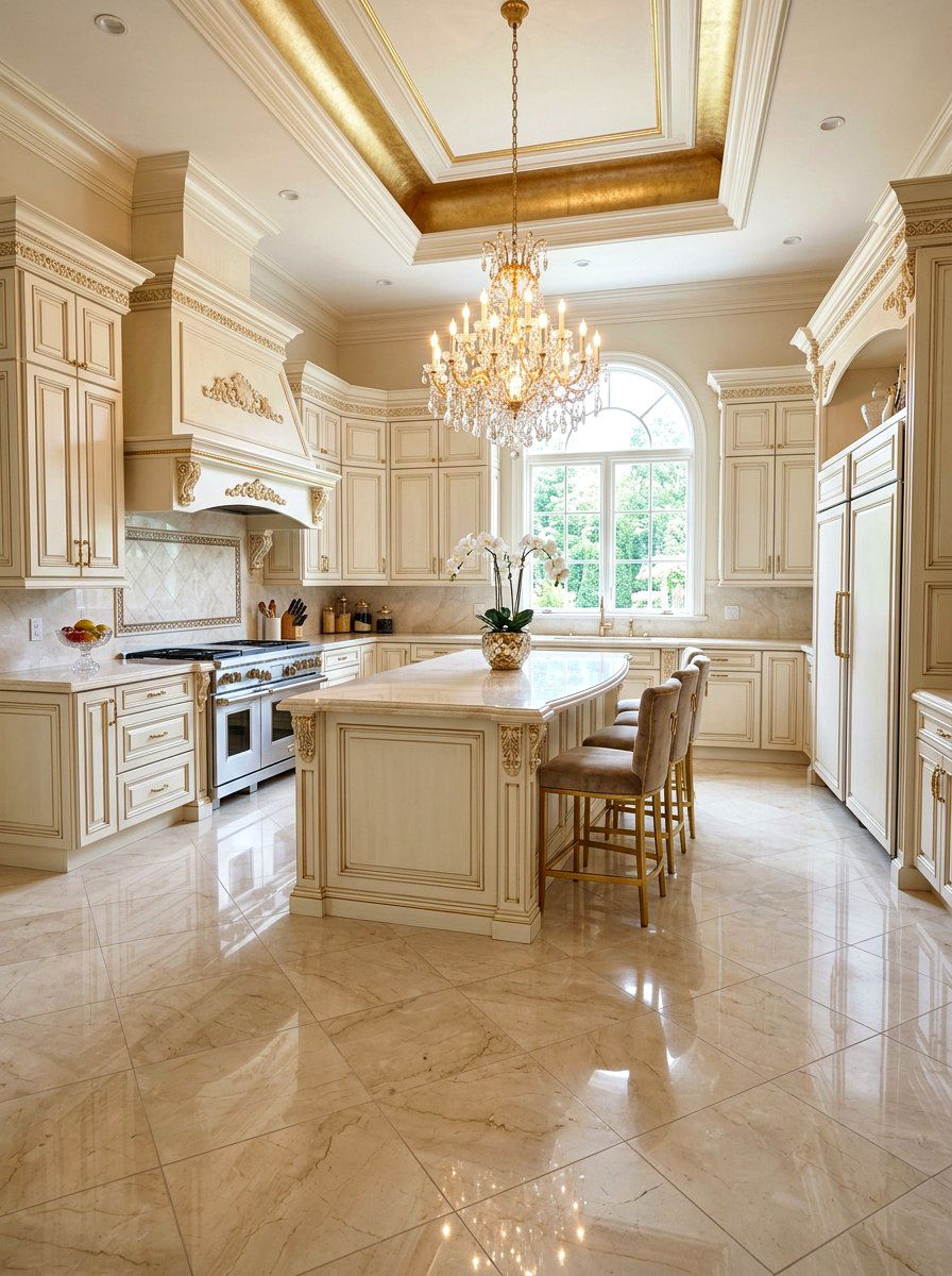 Cream Marfil Diagonal Tile - 30 diagonal tile kitchen floor ideas