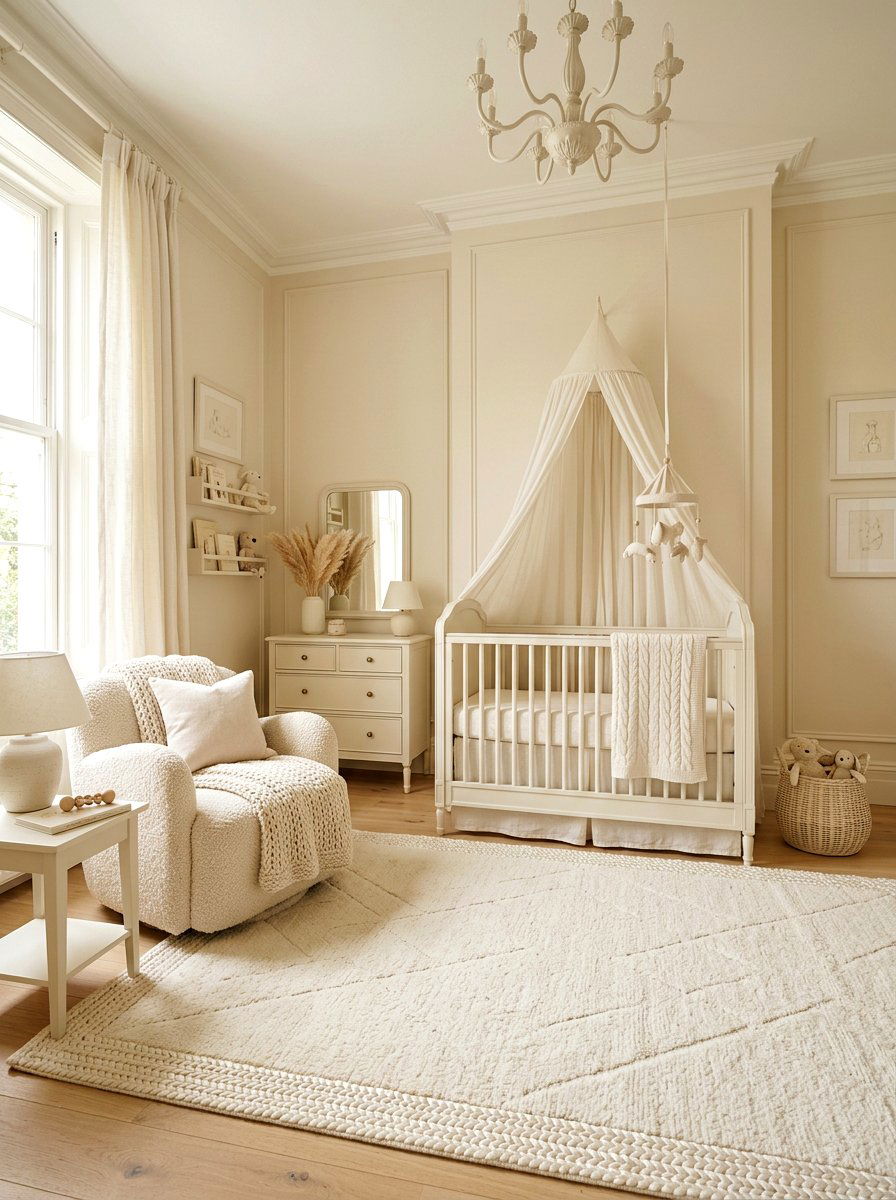 Cream Monochrome Nursery - 30 quiet luxury nursery ideas