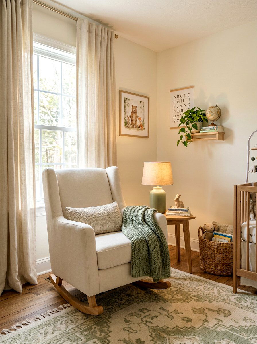 Cream Nursery Rocker - 30 sage and cream nursery ideas
