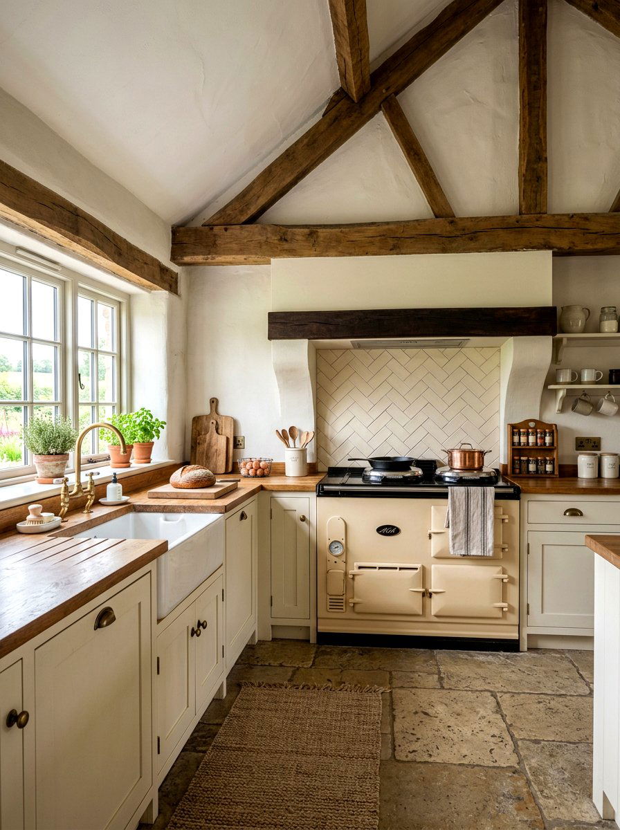 Cream Range Cooker Farmhouse Kitchen - 30 cream appliance kitchen ideas