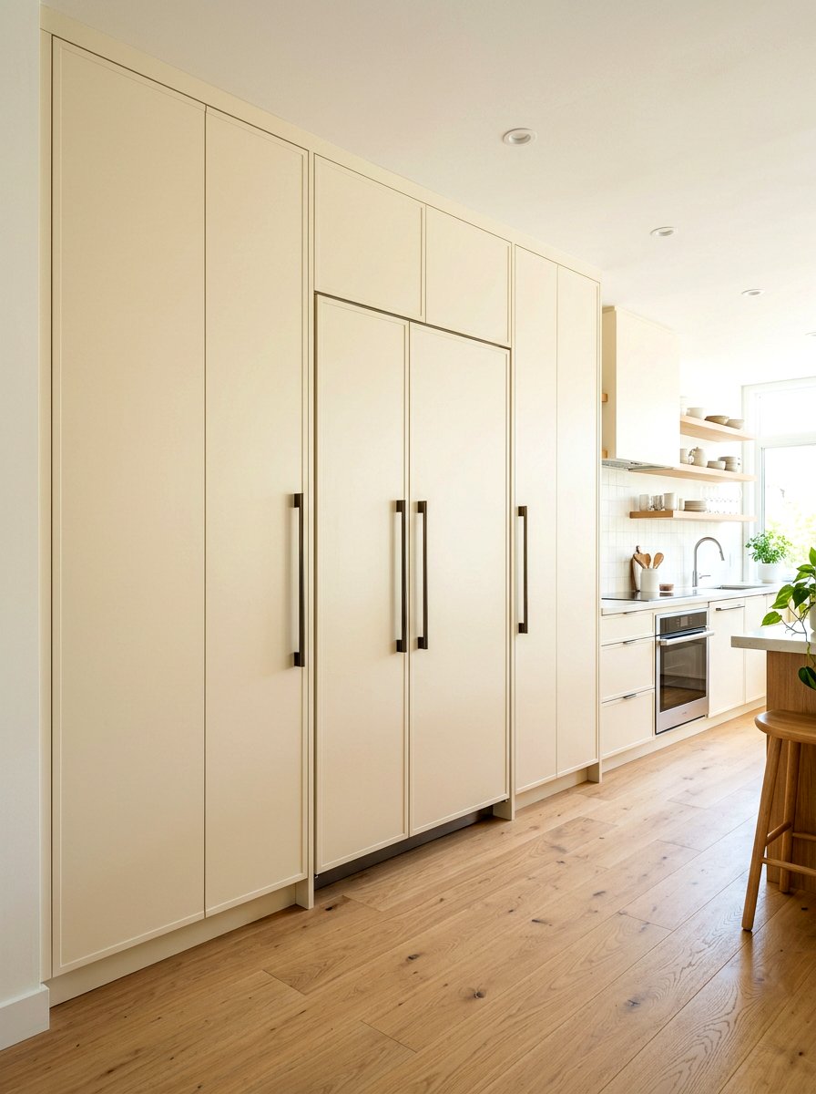 Cream Refrigerator Pantry Cabinet - 30 cream appliance kitchen ideas