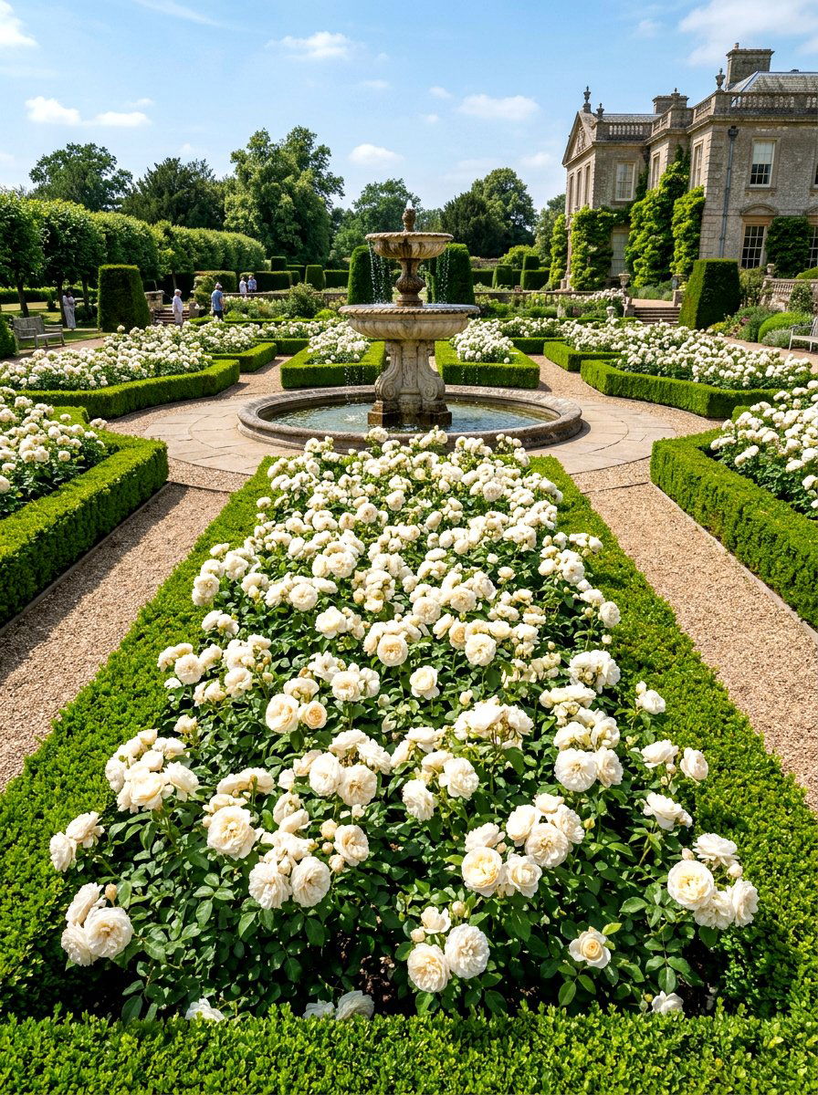 Cream Rose Bed - 30 pastel flower bed ideas