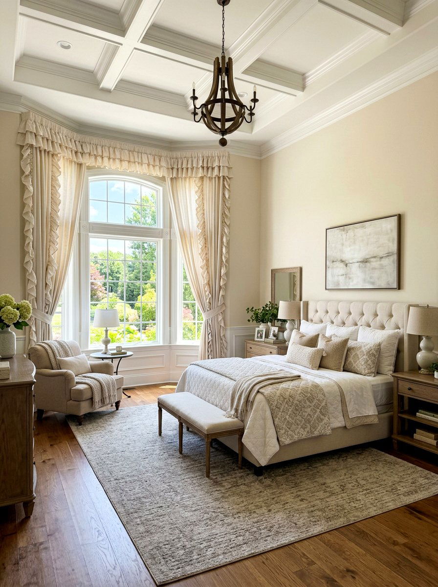 Cream Ruffle Window Treatments Primary Bedroom - 30 romantic ruffle bedroom ideas