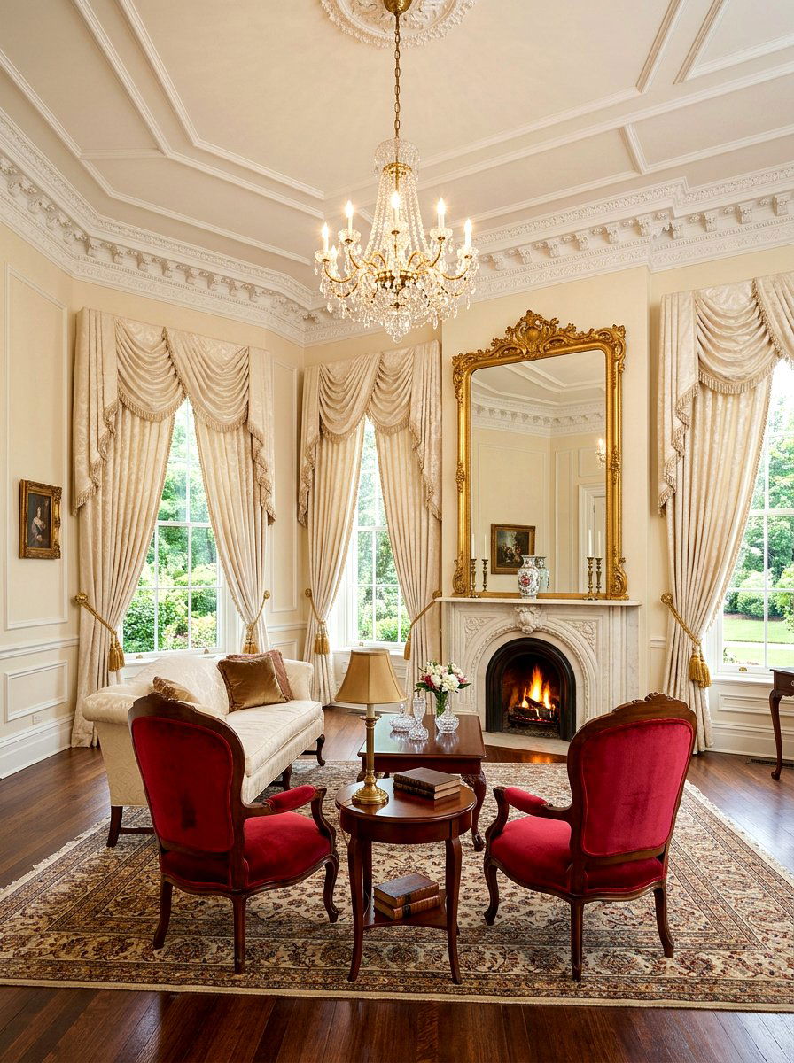 Cream Silk Curtains For Formal Parlor - 30 drapery color ideas