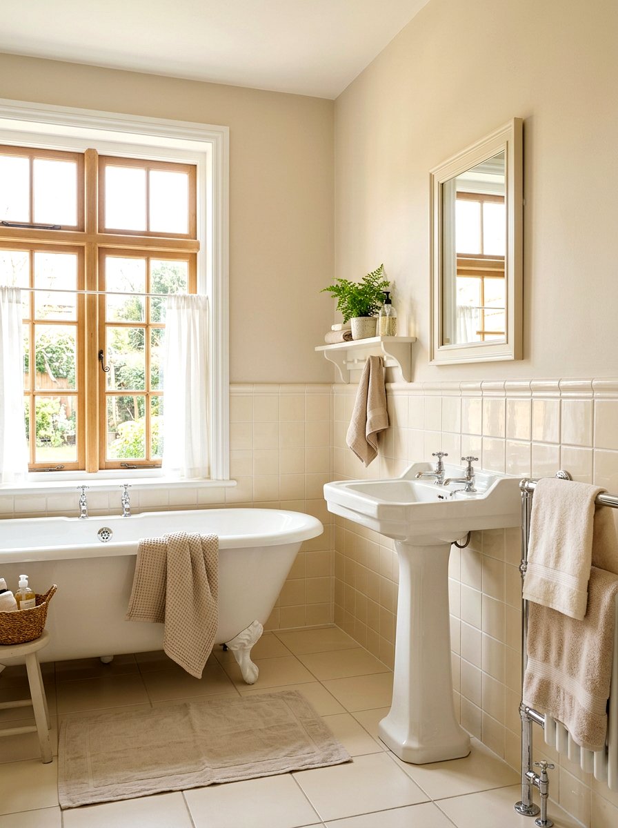 Cream Square Tile Bathroom - 30 half tiled bathroom ideas