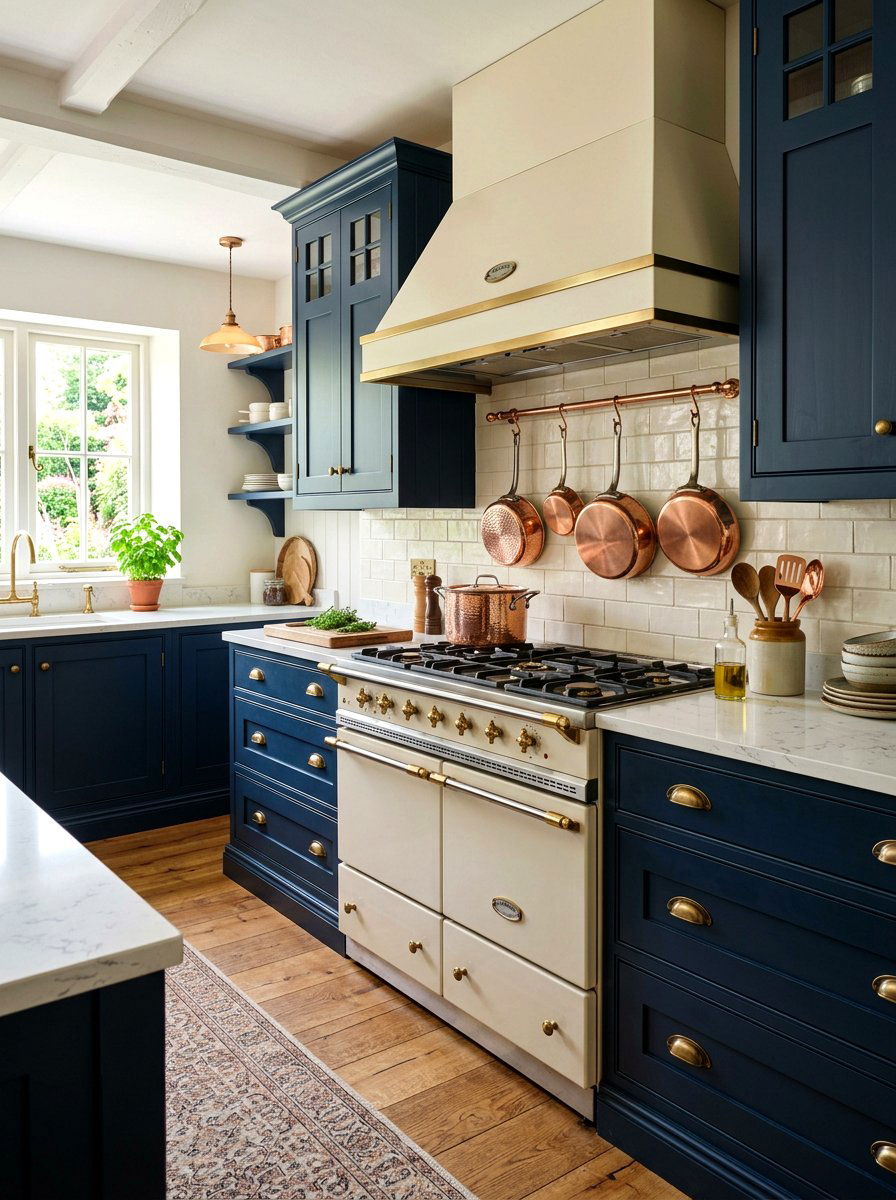 Cream Stove Blue Cabinets - 30 cream appliance kitchen ideas