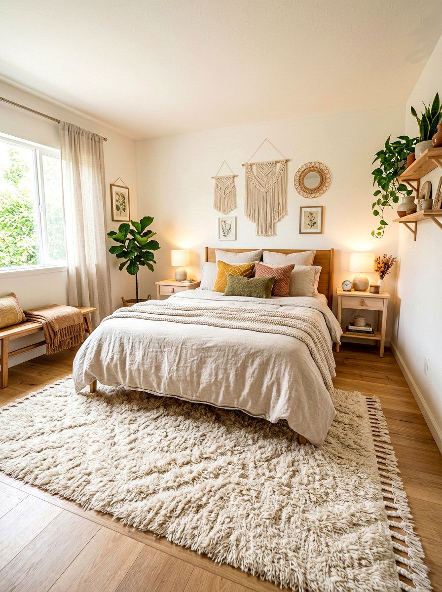 Cream Textured Shag Rug - 30 statement rug ideas