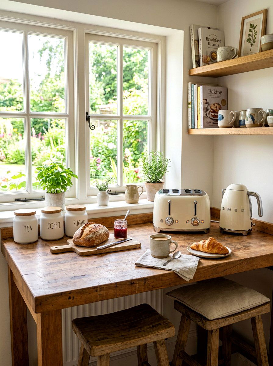 Cream Toaster Kettle Breakfast Bar - 30 cream appliance kitchen ideas